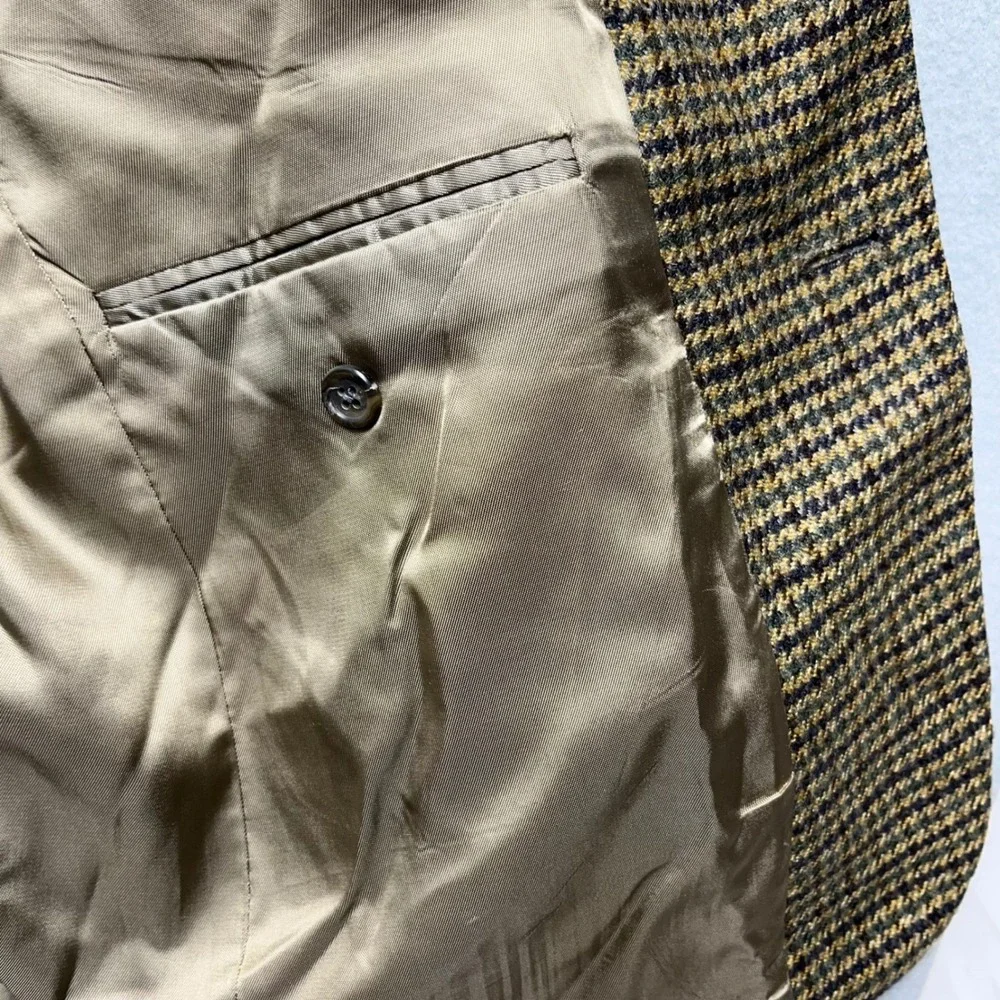 VTG Burberrys Men Blazer Houndstooth suit jacket Sport Coat Brown 1/2 canvas 42R - Picture 9 of 16